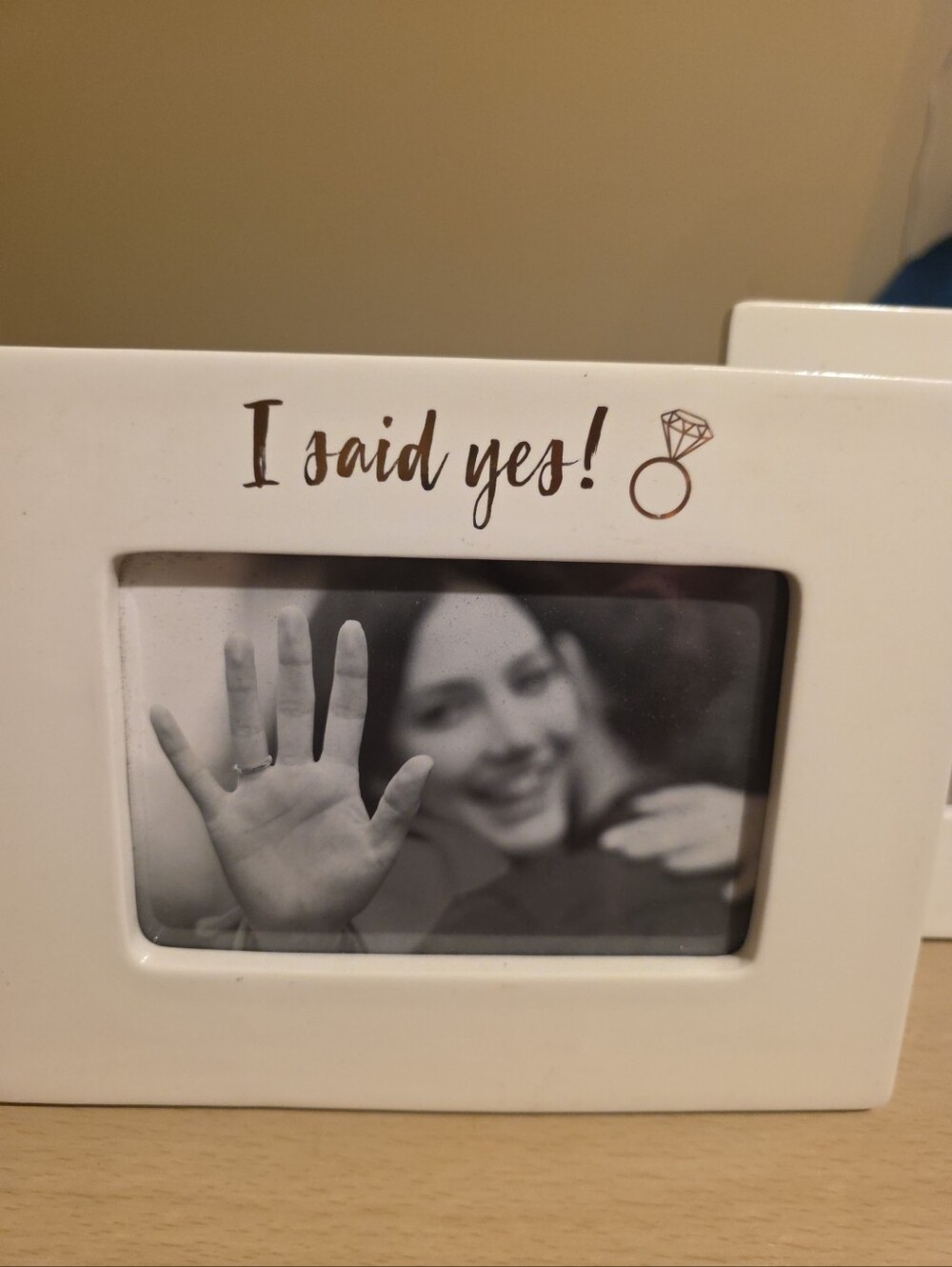 I Said Yes! White Photo Frame with Ring Accent Set Of 2 Engagement Keepsake